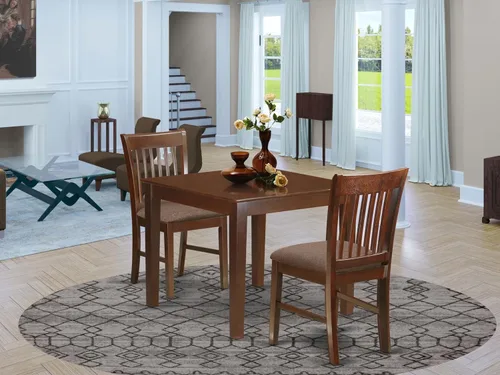 Miniatura 2 de East West Furniture OXNO3-MAH-C - Juego de mesa de comedor de 3 piezas contiene una mesa de cocina cuadrada y 2 sillas de comedor tapizadas de tela