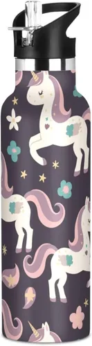 Miniatura 10 de Insulated Water Bottle with Straw Colorful Flowers Double Wall Vacuum Insulated Lightweight for Sport Gym Outdoor Travel School
