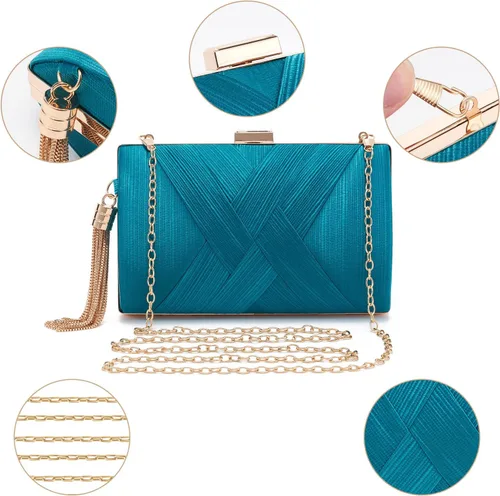 Miniatura 4 de Bolso de mano para mujer, bolso de noche con flecos, bolso de mano para mujer, bolso de mano de boda, bolso de mano con cadena, bolso cruzado