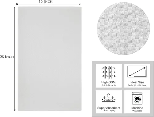 Miniatura 2 de Paquete de 4 toallas para cocina Euro-Cafe Cotton Craft, blancas, 100 % de algodón puro, Algodón, Blanco, paquete de de 12