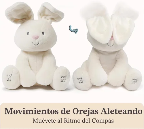 Miniatura 2 de GUND - Baby Flora, el conejo animado de peluche, juguete de animal de peluche que canta para edades de 0 años en adelante, crema, 12 pulgadas