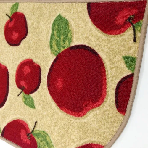 Miniatura 4 de Juego de 2 alfombras y tapetes de cocina lavables a máquina, diseño de manzana roja, antideslizante, absorbente, alfombra de cocina