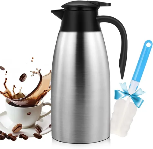 Miniatura 11 de Jarras térmicas de café de 68 onzas para mantener el calor, jarra térmica de acero inoxidable de 2 litros, jarra aislada al vacío de doble pared