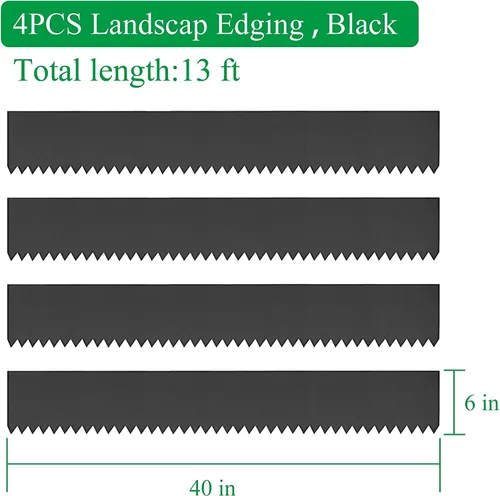Miniatura 4 de Borde de acero para paisaje de 4 x 39 pulgadas, borde de metal negro, borde de acero con martillo, borde de acero para jardín, 5