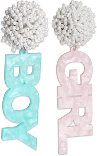 Aretes de revelación de género, letrero para revelación de género, anuncio de embarazo, decoraciones de fiesta de baby shower, por JTRF (azul y