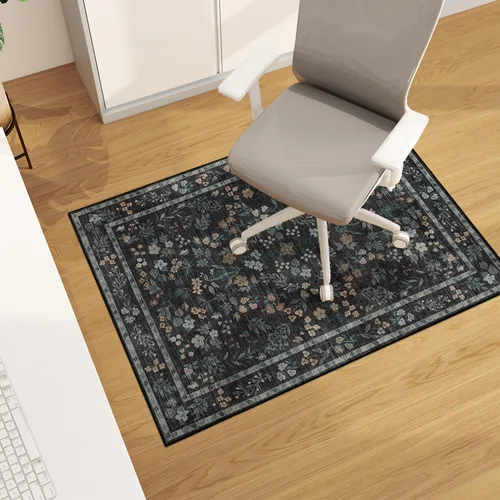 chakme Tapete para suelo de madera dura con respaldo antideslizante para usar con escritorios de computadora/sillas deslizantes de oficina, lavable