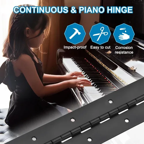 Miniatura 2 de uxcell Bisagra de piano de 16 x 2 pulgadas, 4 bisagras continuas de acero inoxidable para gabinetes, puertas, cajas de almacenamiento de bricolaje