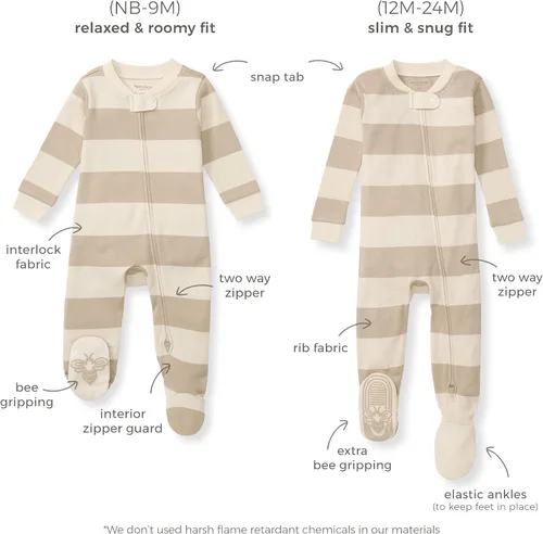 Miniatura 21 de Burt's Bees Baby Pijama para bebé niña, 100% algodón orgánico, pijama de una pieza, overol diagonal con cremallera, ajuste cómodo