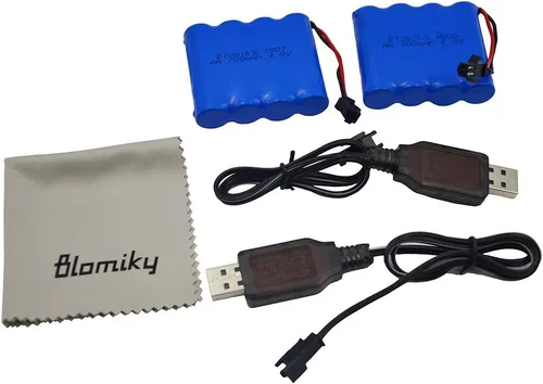 Miniatura 2 de Blomiky Paquete de 2 baterías Ni-Cd de 4.8 V 700 mAh y 2 cables USB adecuados para SY-E511 RC Excavadora C181 C182 C185 escala 1/18 RC Truck