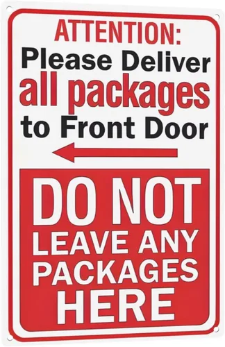 Miniatura 11 de Letrero de metal rústico vintage de 8 x 12 pulgadas – Please Leave Packages Here with Finger Flecha Retro Advertencia, Cita, Decoración de pared