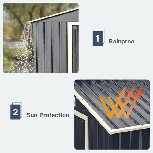 Miniatura 4 de Giantex Cobertizo de almacenamiento para exteriores con doble puerta corrediza, almacenamiento de jardín de metal galvanizado, ventilación delantera