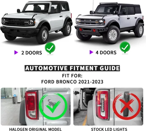 Miniatura 8 de Luz trasera compatible con Ford Bronco 2021-2025 OE estilo halógeno modelo halógeno de repuesto de la lámpara trasera del lado del conductor