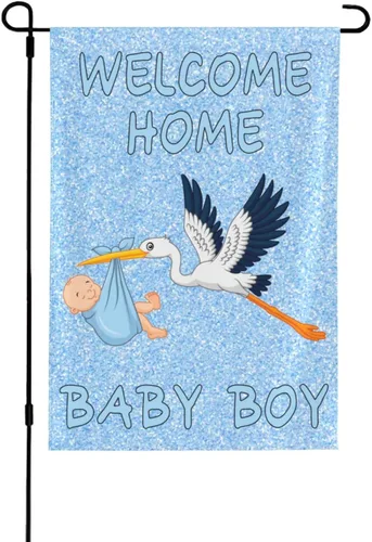 Miniatura 10 de Bandera de bienvenida para el jardín del bebé, cigüeña, baby shower, fiesta familiar, recién nacido, bandera de revelación de género, letrero