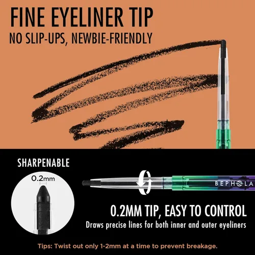 Miniatura 5 de BEPHOLAN Lápiz delineador de ojos de gel negro, impermeable, a prueba de manchas, delineador de ojos mate de larga duración, retráctil con afilador