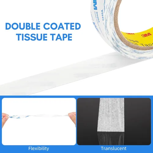 Miniatura 2 de 3M - Cinta de doble cara 9448A de 0.31 pulgadas x 20 pies, 1 unidad, cinta de tejido de doble capa para manualidades, cinta de bricolaje, placa