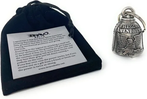 Miniatura 4 de Bravo Bells Campana de la segunda enmienda: accesorio de campana de motociclista o llavero para buena suerte en la carretera