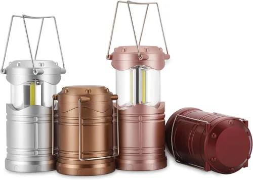 Miniatura 10 de Lichamp Linterna LED para campamento, paquete de 4 linternas alimentadas por batería para cortes de energía, luz colgante plegable portátil esencial