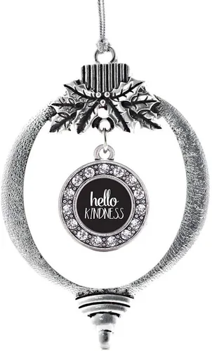 Miniatura 50 de Inspired Silver - Twin One - Adorno festivo de Navidad de plata - Adorno festivo de árbol de Navidad con dije de círculo y circonita cúbica
