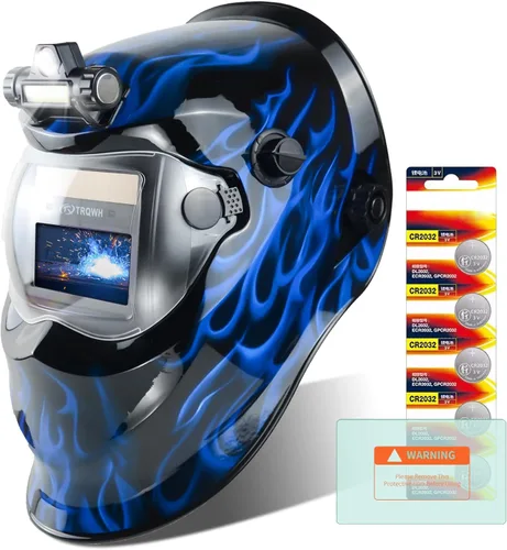 TRQWH Casco de soldadura de oscurecimiento automático con campana de soldadura de color real con luz solar, 2 sensores de arco, máscara de soldadura