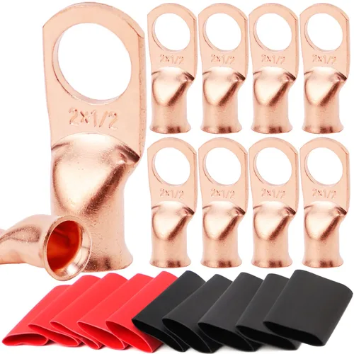 Miniatura 31 de TKDMR - Kit de 264 piezas de extremos de cable de batería, 132 piezas de terminales de anillo de lengüetas de cable de cobre resistentes AWG 8 6 4 2