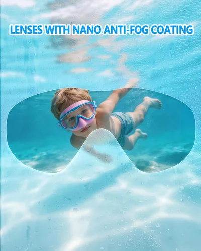 Miniatura 5 de Gafas de natación para niños de 3 a 15 años con tapones para los oídos, marco grande, gafas de natación antivaho/UV para niños, niñas y bebés, 2