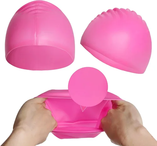 Miniatura 5 de Gorro de natación para niños y niñas, gorro de natación de silicona para cabello corto con gafas de natación y clip para la nariz, gorras de baño