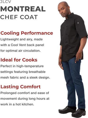Miniatura 3 de Chef Works Abrigo de chef Montreal Cool Vent para hombre