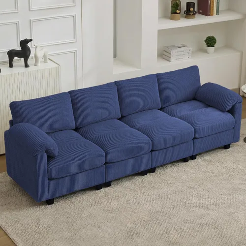 Miniatura 31 de Sofá biplaza modular de 61 pulgadas, asiento extra profundo para sala de estar, sofá de pana profundo con almohadas para reposabrazos, cosido