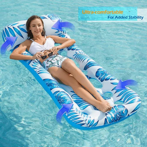 Miniatura 5 de Jasonwell Flotador inflable para piscina, flotadores, balsas para adultos, tumbona flotante, bronceador solar, flotadores de agua fría, natación