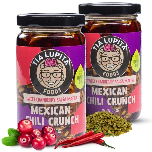 Miniatura 11 de Tía Lupita Mexican Chili Crunch – Salsa Macha, Aceite de Chile Morita Crujiente Sin gluten, sin OMG, vegano Variedad de arándano y maní