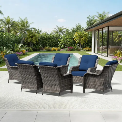 Miniatura 153 de Joyside Juego de sillas de mimbre para patio, juego de 3 piezas de mimbre para exteriores con 2 sillas reposabrazos y 1 mesa auxiliar para terraza