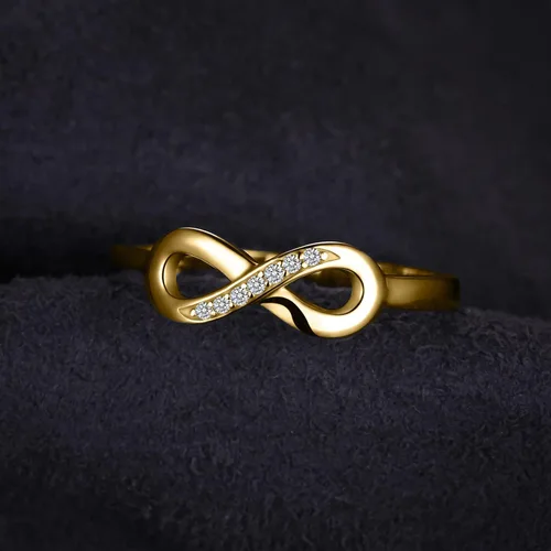 Miniatura 48 de JewelryPalace - Anillos de plata de ley 925 chapados en oro rosa, amarillo o blanco de 14 K para mujer, de compromiso, con circonia cúbica, de boda
