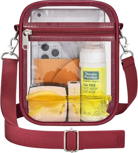 Miniatura 12 de Bolso transparente Slumou para eventos en estadios - Bolso pequeño, mini bolsos de mensajero para fanáticos de deportes para conciertos, trabajo