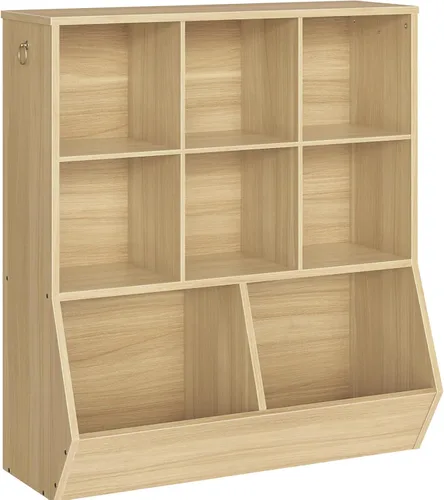 Miniatura 11 de HOOBRO Estantería para niños, gabinete de almacenamiento para juguetes, organizador de juguetes para niños, 8 cubículos, cabecera de estantería