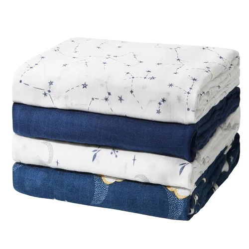 Miniatura 14 de Momcozy Mantas de muselina para bebé, suaves y sedosas de 47 x 47 pulgadas, mantas transpirables para envolver al recién nacido, para niños y niñas