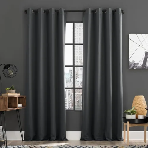 Miniatura 39 de Sun Zero Soho Paquete de 2 paneles de cortinas opacas con ojales de eficiencia energética, 54 x 84 pulgadas, color plateado Gris plateado