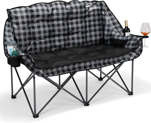 Miniatura 10 de Bolosy Silla de Camping para 2 Personas Silla de Camping Loveseat Silla de Camping Doble Plegable Extra Grande Silla de Camping Resistente Silla
