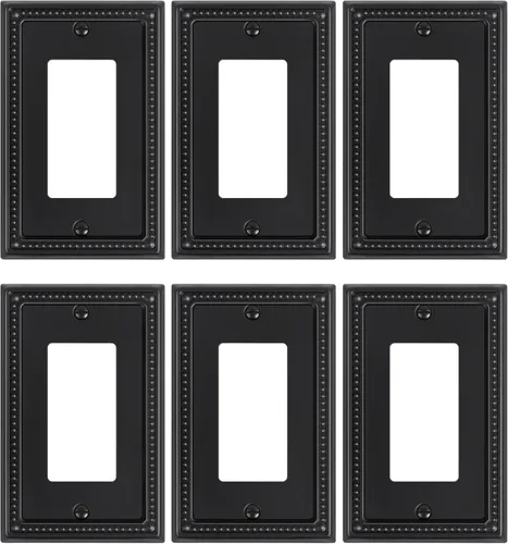Miniatura 150 de Paquete de 4 placas de cubierta para interruptor de luz de palanca individual, cubiertas decorativas de perlas, placa de pared de metal almendra