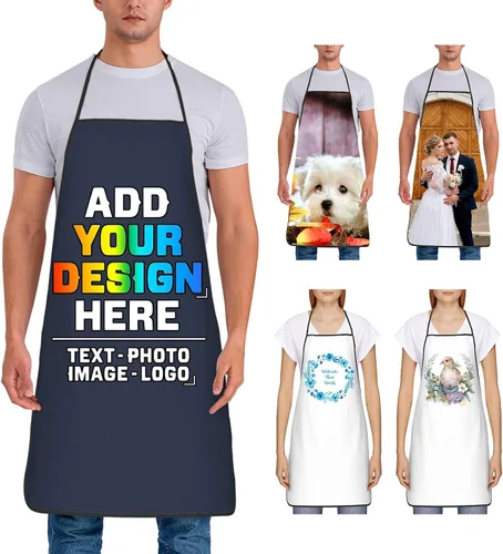 Miniatura 32 de Delantal personalizado para mujer, personalizado para añadir tu propio nombre, texto, logotipo, foto, chef, delantal de cocina para barbacoa