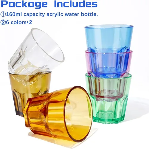 Miniatura 3 de Juego de 12 vasos de plástico irrompibles, vasos de plástico acrílico, reutilizables para niños, cocina, picnic, fiesta, jugo, whisky, vino