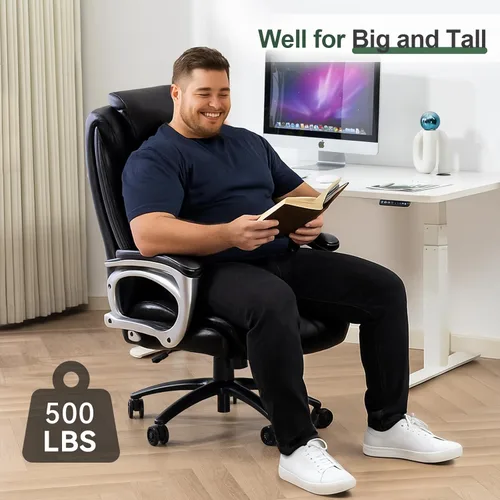 Miniatura 3 de Vogue Furniture Direct Silla de Oficina Grande y Alta 500 libras, Silla de Escritorio de Cuero PU de Respaldo Alto para Trabajo Pesado, Silla