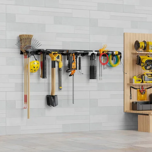 Miniatura 2 de Organizador de pared de garaje resistente de 64 pulgadas, 18 piezas de estante de almacenamiento ajustable para organización de herramientas