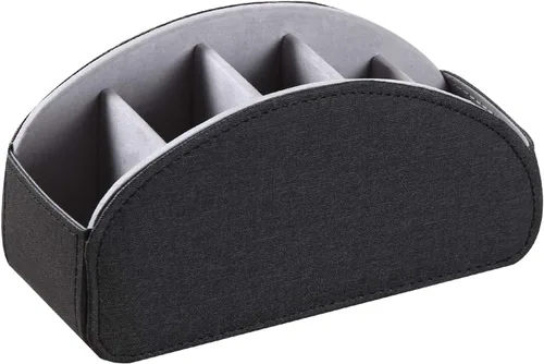 Miniatura 3 de Ayunga Soporte de control remoto de piel sintética, organizador remoto de TV con 5 compartimentos, mesita de noche y organizador de suministros