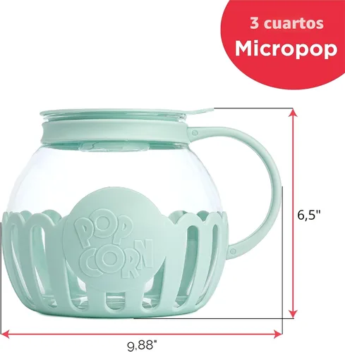 Miniatura 7 de Ecolution - Palomitero MicroPop patentado para microondas, con vidrio seguro para temperatura, tapa 3 en 1 mide granos y derrite mantequilla, hecho