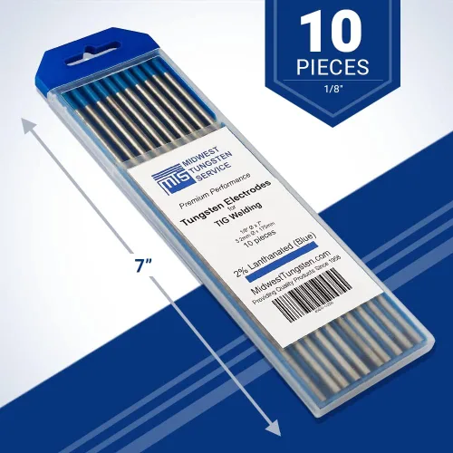 Miniatura 2 de Midwest Tungsten Service Electrodos de soldadura TIG de tungsteno paquete de 10 unidades (azul - 2% tungsteno lantanado (WL20/EWLa-2), 1/8 pulgadas