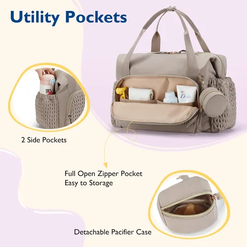 Miniatura 4 de mommore - Bolso para pañales, bolsos de gran capacidad para viajes, bolso para hospital para parto, bolso para bebé con estuche para chupete