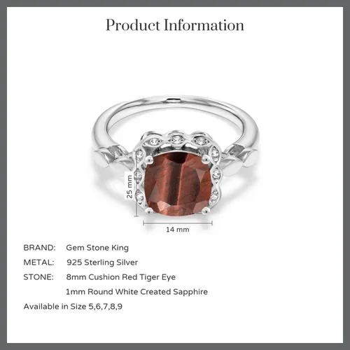 Miniatura 75 de Gem Stone King Anillo de compromiso de plata de ley 925 de 0.315 in con piedra natal y zafiro blanco creado Anillo de compromiso de boda
