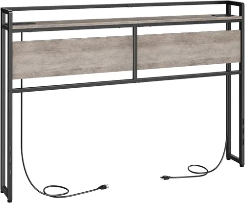 Miniatura 14 de HOOBRO Cabecera tamaño King, cabecera con 2 salidas y 4 puertos USB, altura ajustable, estante de almacenamiento, resistente y estable, fácil Gris