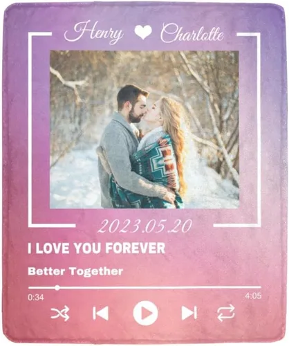 HUGLAZY Manta personalizada con texto fotográfico, manta de franela personalizada para cumpleaños, Navidad, boda, día de San Valentín