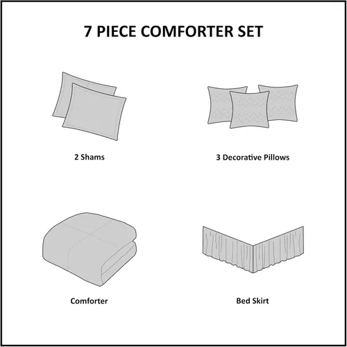 Miniatura 5 de Madison Park Acogedor juego de edredón casual con diseño de bloques para todas las estaciones, falda de cama a juego, almohadas decorativas, King